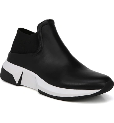 Via Spiga Women's Veila Leather & Knit Slip-on Sneakers In Black Leather