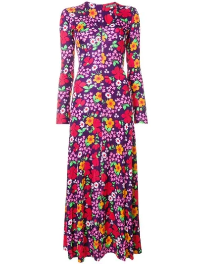 Alexa Chung Floral-print Crepe Maxi Dress In Purple