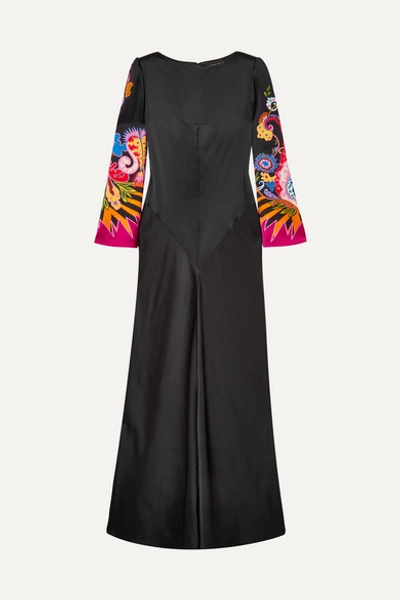 Etro Printed Satin Gown In Black