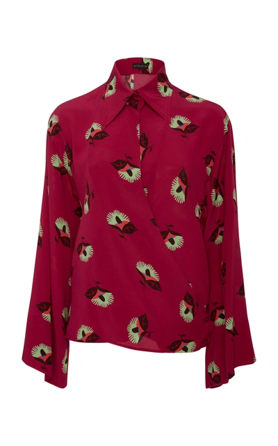 Etro Wrap-effect Floral Silk Blouse In Pink