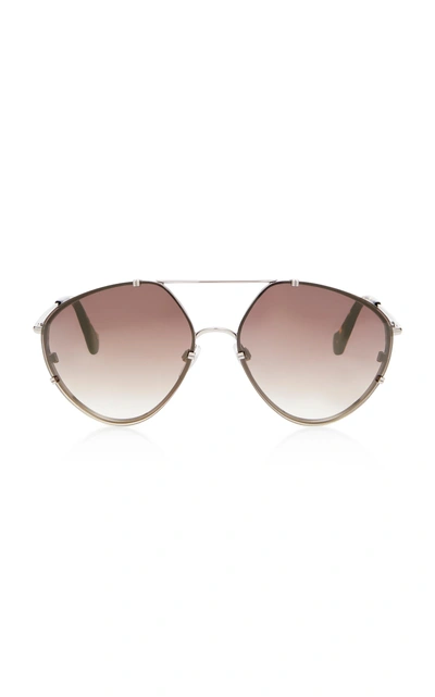 Balenciaga Aviator-style Metal Sunglasses In Brown