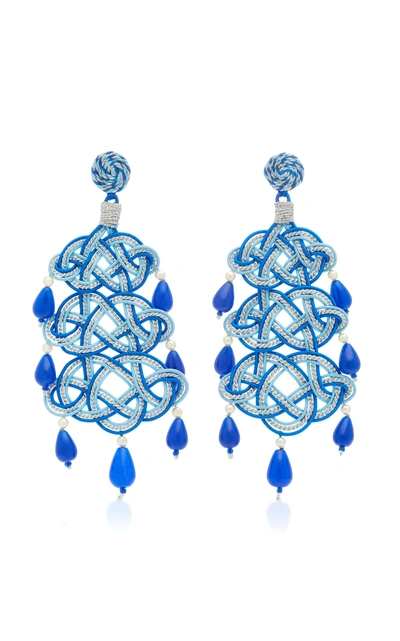 Anna E Alex Woven Stone Silver-plated Earrings In Blue