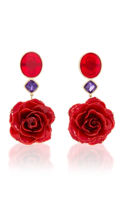 Bahina Women's M'o Exclusive: One-of-a-kind Real Rose Earrings In Red