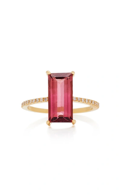 Yi Collection 18k Gold Tourmaline And Diamond Ring In Pink