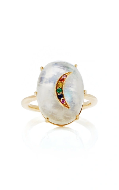 Andrea Fohrman Galaxy Moonstone With Multicolor Crescent Ring In White