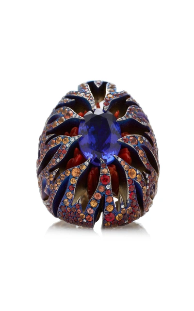 Arunashi One-of-a-kind Tanzanite And Sapphire Ring In Red