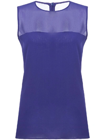 Akris Double Layer Silk Georgette Blouse In Blue