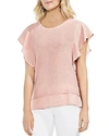 Vince Camuto Mixed Media Flutter Sleeve Top In Pink Fawn