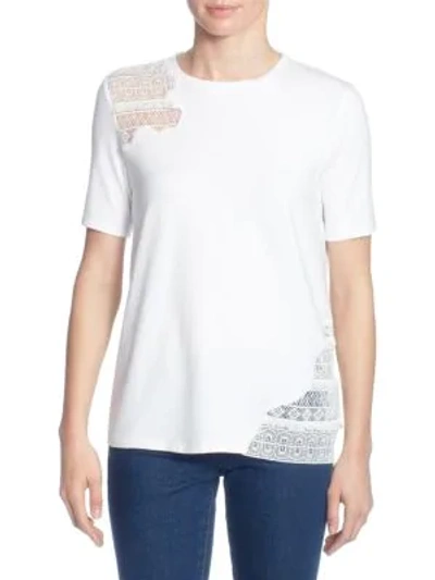 Catherine Catherine Malandrino Marie Lace Inset Top In Bright White