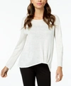Eileen Fisher Jewel-neck Front-twist Organic Linen Sweater In Soft White