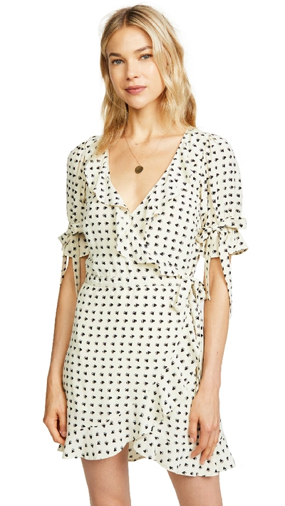 For Love & Lemons Sweetheart Wrap Mini Dress In Crème