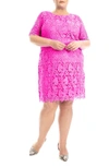 Nina Leonard Crochet Lace Sheath Dress In Dragon Fruit