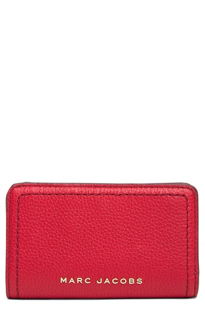 Marc Jacobs Topstitched Compact Zip Wallet In Fire Red