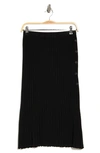 Adrianna Papell Side Button Ribbed Knit Midi Skirt In Black