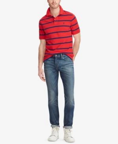 Polo Ralph Lauren Men's Classic Fit Striped Cotton Polo In Red