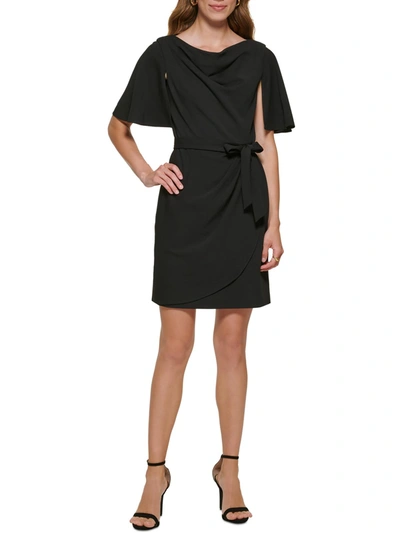 Dkny Womens Cowlneck Mini Wear To Work Dress In Black