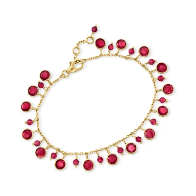 Ross-simons Ruby Drop Bracelet In 18kt Gold Over Sterling In Multi