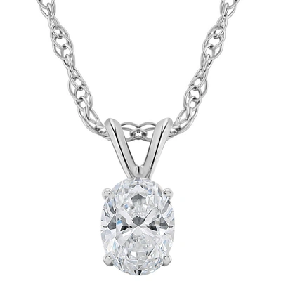 Pompeii3 1/2ct Certified Lab Grown Oval Diamond Solitaire Pendant 14k White Gold Necklace In Multi