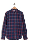 Lorenzo Uomo Trim Fit Plaid Cotton Dress Shirt In Navy/ Red