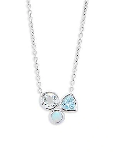 Saks Fifth Avenue Opal, Prasiolite, Blue Topaz And 14k White Gold Pendant Necklace