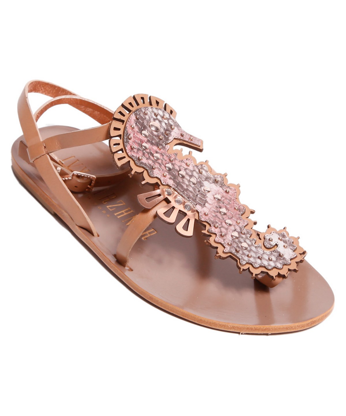 Ivy Kirzhner Seahorse Leather Sandal' In Rose / Caramel | ModeSens