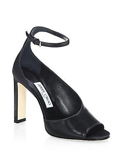 Jimmy Choo Theresa Leather Ankle-strap Sandals In Black