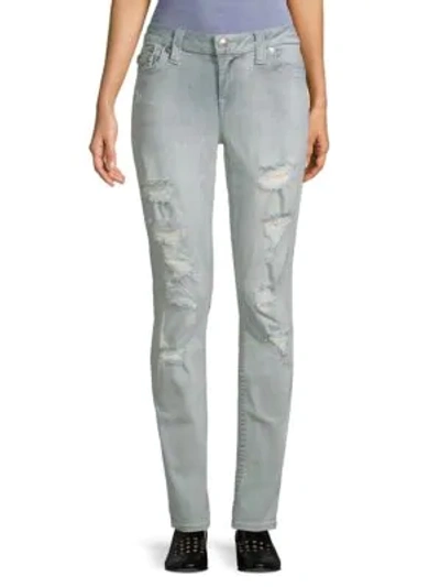 True Religion Skinny Distressed Jeans In Light Blue