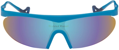 District Vision Blue Koharu Eclipse Sunglasses In Metallic Blue, D+ Aq