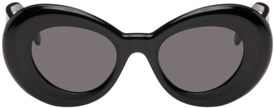 Loewe Black Curvy Sunglasses In Shiny Black & Smoke