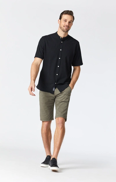 Mavi Jacob Shorts In Dusty Olive Sateen Twill In Green