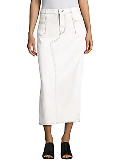3.1 Phillip Lim / フィリップ リム Lace-up Cotton Denim Midi Skirt In White