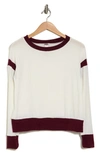 Go Couture Spring Varsity Long Sleeve Top In Ivory