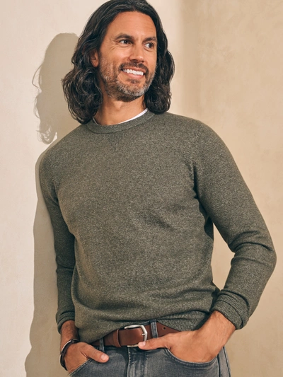 Faherty Jackson Crew Sweater (tall) In Olive Heather