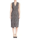 Alice And Olivia Carissa Faux Wrap Dress In Black Ivory