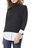 Jones New York Turtleneck Two-fer Sweater In Jones Black