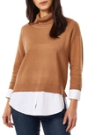 Jones New York Turtleneck Two-fer Sweater In Brown