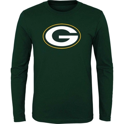 Outerstuff Kids' Youth Green Green Bay Packers Primary Logo Long Sleeve T-shirt
