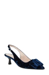 Bruno Magli Morena Slingback Pointed Toe Pump In Navy Crushed Velvet