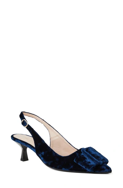 Bruno Magli Morena Slingback Pointed Toe Pump In Navy Crushed Velvet