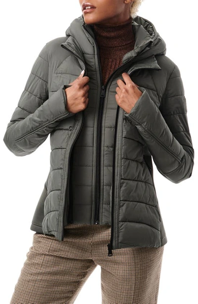 Bernardo Hooded Quilted Water Repellent Jacket In Metropolite