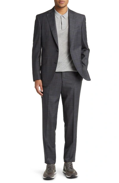 Ted Baker Jay Plaid Slim Fit Wool Suit In Charcoal