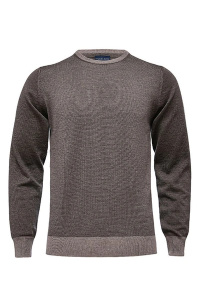 Emanuel Berg Lightweight Herringbone Wool Crewneck Sweater In Medium Brown