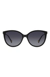 Carolina Herrera 57mm Round Sunglasses In Black Gold/ Grey Shaded