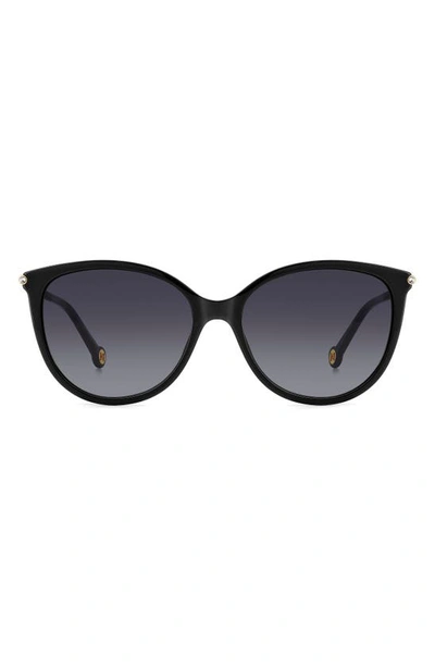 Carolina Herrera 57mm Round Sunglasses In Blk Gold