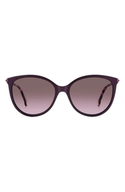 Carolina Herrera 57mm Round Sunglasses In Plum Gold/ Brown Violet