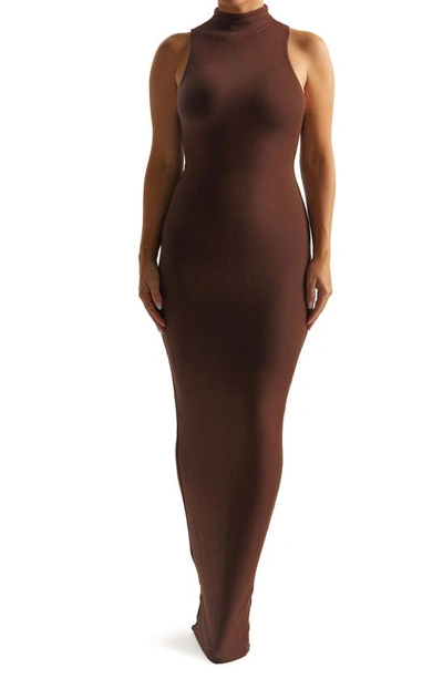 Naked Wardrobe Sleeveless Maxi Dress In Chocolate