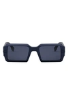 Fendi The Graphy 52mm Geometric Sunglasses In Shiny Blue / Blue