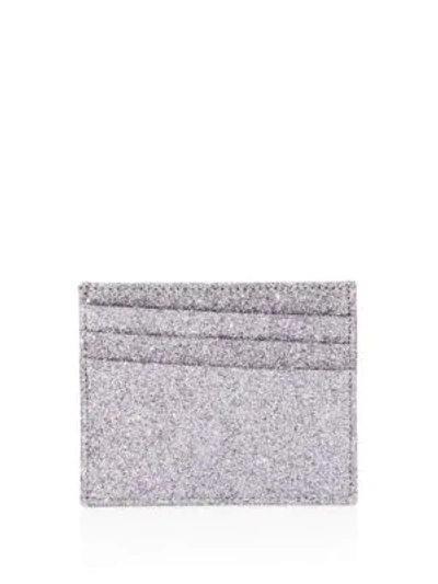 Maison Margiela Natural Glitter Leather Card Case In Silver