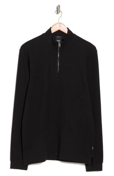 Hugo Boss Tenore Quarter Zip Sweater In Black