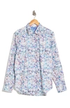 Robert Graham Deluca Cotton Button-up Shirt In White/ Blue